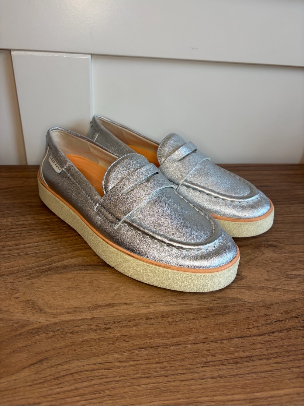 Cole Haan Metallic Silver 2.0 Nantucket Penny Loafer Sneakers - Women's
